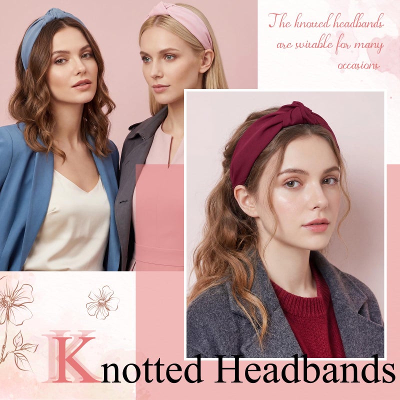 obeoby 8Pcs Knotted Headbands, Non-Slip Fashion Women's Hairbands Mothers Day Gifts for Grandma(Dark Series) - Image 4