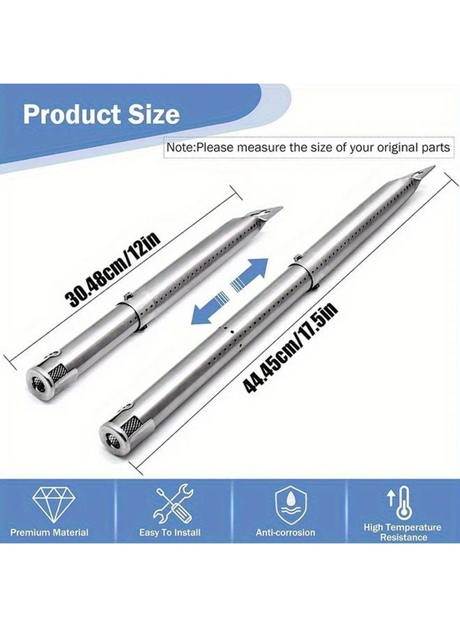 2pcs Stainless Steel Grill Burner Tube Adjustable 12 17 5 Inch High Temp Resistant Rustproof BBQ Burner with Mounting Brackets - Image 4