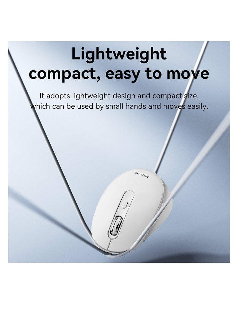 2.4GHz Wireless Optical Mouse with 1600 DPI, USB Dongle and 10 Meter Range, Yesido KB17 - White