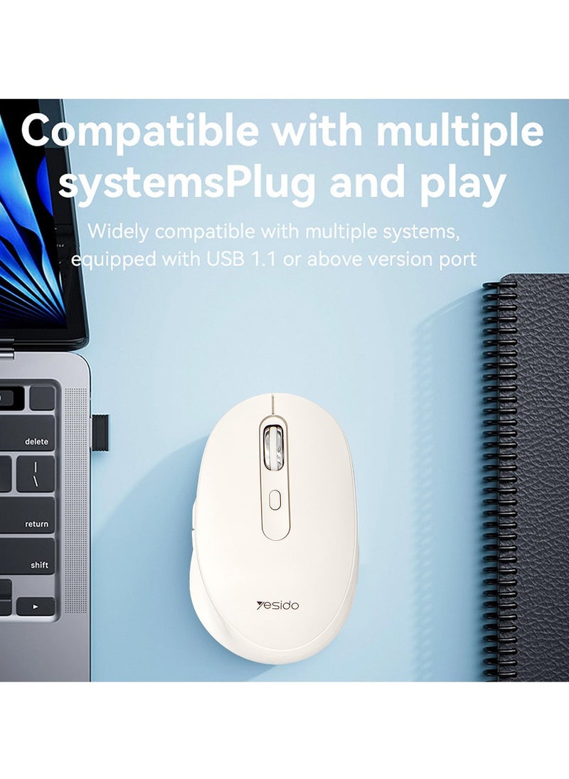 2.4GHz Wireless Optical Mouse with 1600 DPI, USB Dongle and 10 Meter Range, Yesido KB17 - White