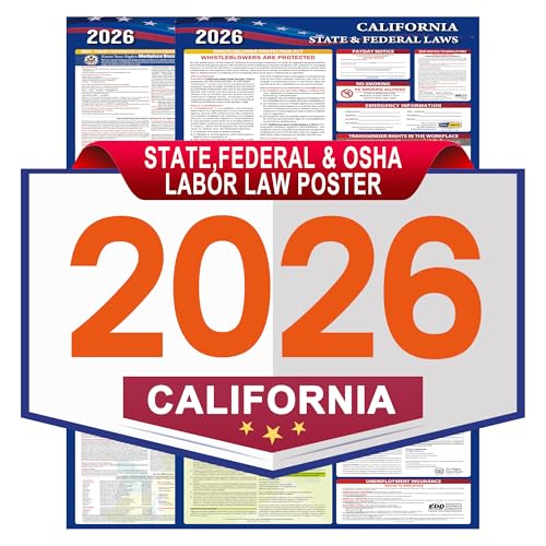 Rsgift 2026 California State and Federal Labor Laws Poster Set- OSHA Compliant UV Waterproof Laminated 17" x 40" English Version 2PCS Folded - All in One Compliance Posting - Image 4