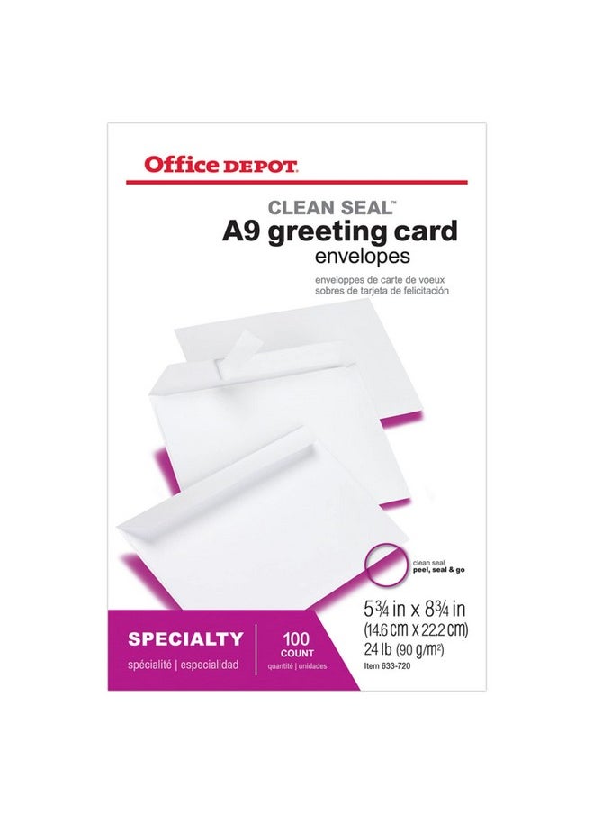 Office Depot - Clean Seal(Tm) Invitation Envelopes 5 3/4In. X 8 3/4In. White Box Of 100 12030 - Image 1