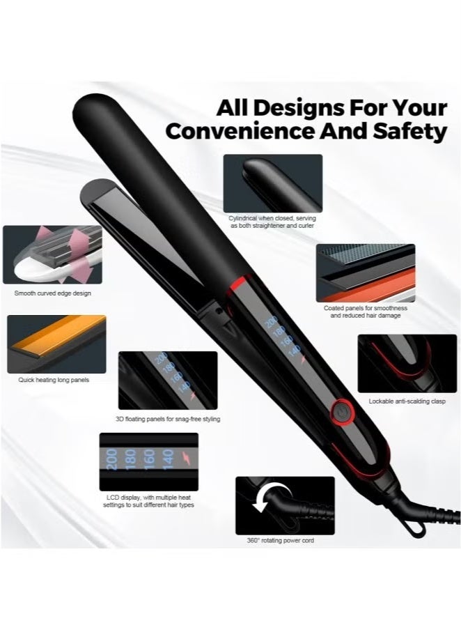Ceramic Hair Straightener, 2 in 1 Hair Straighteners and Curlers with Ceramic Coating for Smooth Glide, 15 Second Heat up, Up to 200°C, Lasting Results for Curl/Wave/Straighten Hair - Image 2