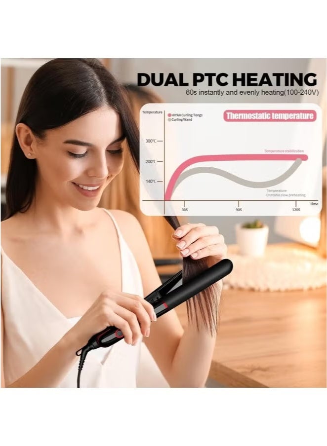 Ceramic Hair Straightener, 2 in 1 Hair Straighteners and Curlers with Ceramic Coating for Smooth Glide, 15 Second Heat up, Up to 200°C, Lasting Results for Curl/Wave/Straighten Hair - Image 4