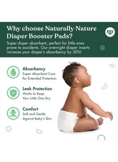 Naturally Nature Superior Leak Protection, Naturally Nature Overnight Diaper Booster Pads with Adhesive for Pull-on & Regular Diapers, Trusted by Parents to Help with Nighttime Leaks, Boys & Girls, 96 Pads  - Image 2