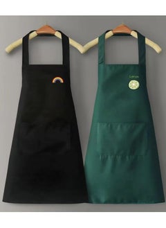 Generic 2PCS Stylish Waterproof and Oil-Proof Kitchen Cooking Apron with Pockets  - Image 1
