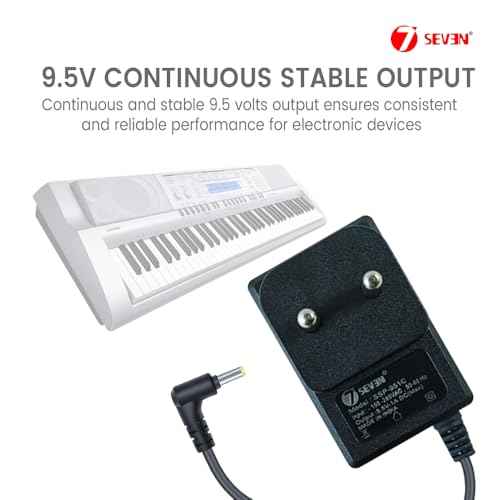 7-Seven 7SEVEN® DC 9.5v 1Amp Power Adapter for Ca sio Keyboard Suitable SA LK CTK WK XW CT Series Gadget Devices with Length of 100cm Wire Cord Ensure Pin Dimension Before Buy Reference of Catalogue Image - Image 2