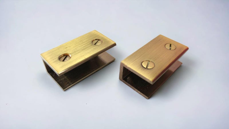 VICTAC 2pcs Solid Brass Glass Shelf Brackets Holder Support for 10-12mm glass, Antiqur Brass Finished Heavy Duty  - Image 2