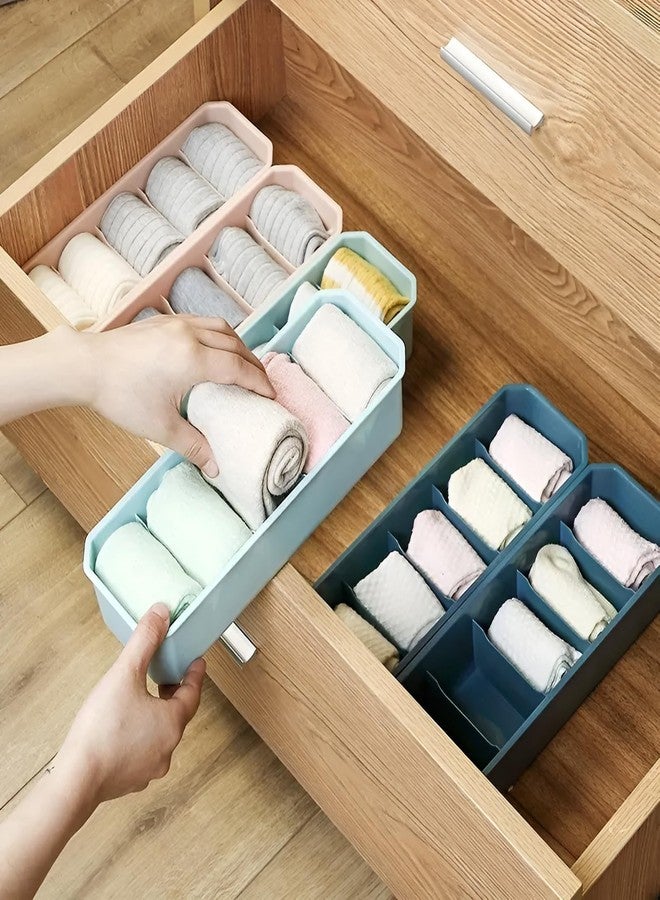 Nibbler Drawer Organizers for Underwear, Socks, Bras, Ties, Undergarments, and Scarves - Closet Storage Dividers for Household Use Wardrobe Storage Box Set of 3 (Multicolor), Plastic (3 Pcs) - Image 2