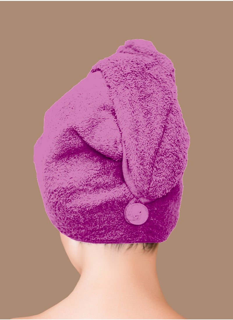 Siesta Zen - Premium Quality 100% Pure Combed Cotton Soft Hair Towels, Easy Button use to hold for Women & Kids with Wet, Curly, Long, or Thick Hair, Anti frizz, Quick Dry Towel Turban, Super Ultra-Absorbent - Image 1