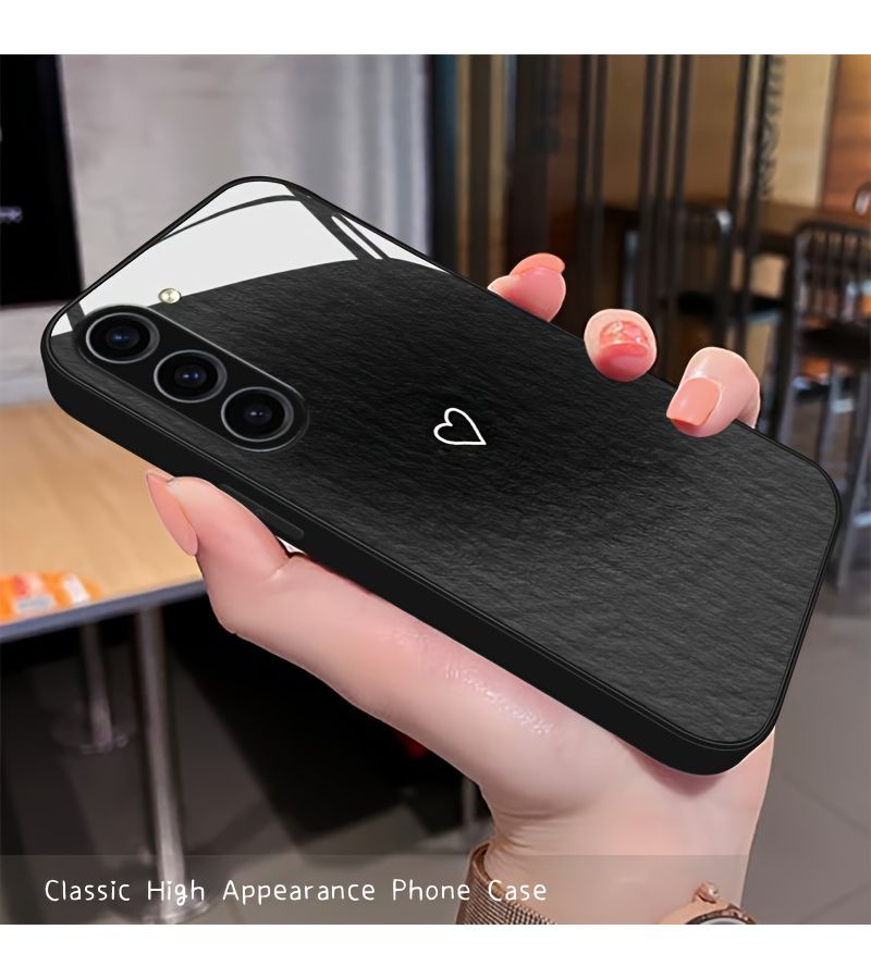 Phone Case 2D Flat Oil Painting Heart Protective Cover For Samsung Galaxy S24 FE Smooth Edge Slim Fit Simple Stylish Black - Image 4