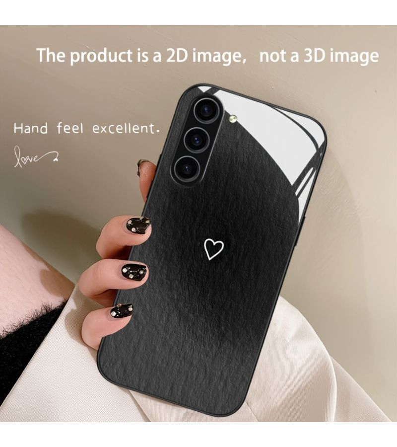 Phone Case 2D Flat Oil Painting Heart Protective Cover For Samsung Galaxy S24 FE Smooth Edge Slim Fit Simple Stylish Black - Image 5