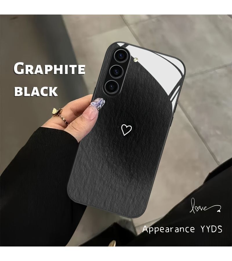 Phone Case 2D Flat Oil Painting Heart Protective Cover For Samsung Galaxy S24 FE Smooth Edge Slim Fit Simple Stylish Black - Image 1