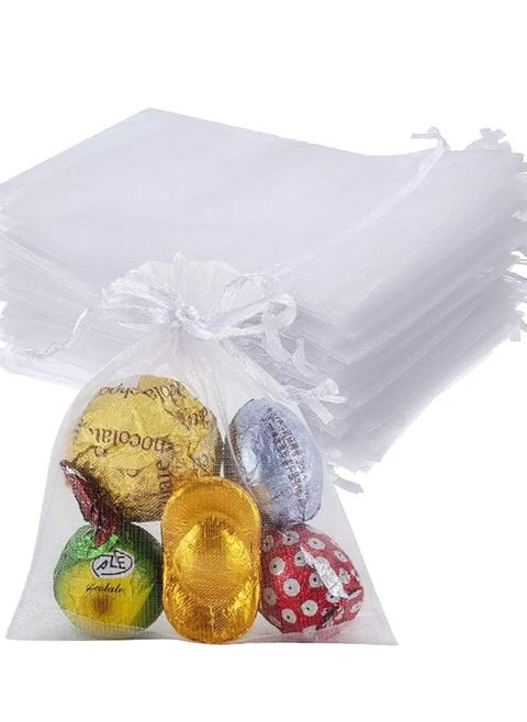 White Drawstring Bag Gift Bag White Mesh Bag for Accessories, Candies, Small Items (size 7*9cm - 100pcs/pack)