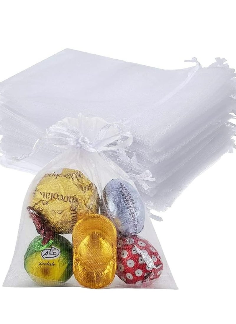 Generic - White Drawstring Bag Gift Bag White Mesh Bag for Accessories, Candies, Small Items (size 7*9cm - 100pcs/pack) - Image 1