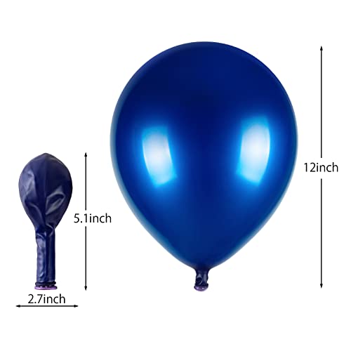 OWPFJG 50Pack Chrome Metallic Blue Balloons 12 DoubleStuffed Royal Blue Latex Balloons for Weddings Class of 2025 Graduations Baby Showers Party DecorationsIncludes 2 Ribbons - Image 5