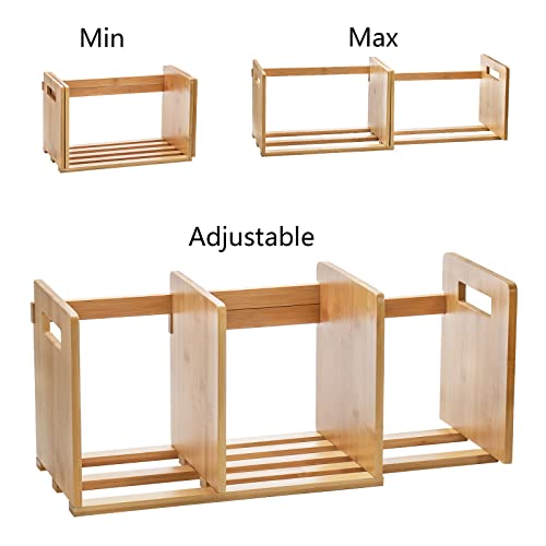 ZOOFOX Bamboo Desktop Bookshelf, Expandable Desktop Organizer, Small Display Shelf Book Rack for Office Supplies, Home Tabletop - Image 3