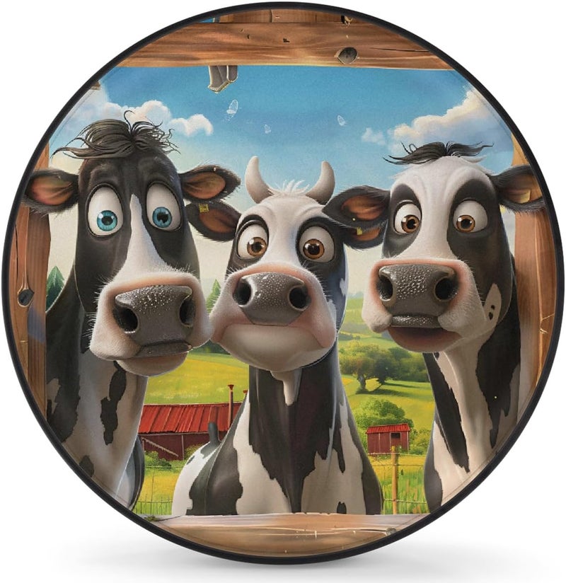 cfpolar Spare Tire Cover for RV Trailer, Funny Cows Waterproof Sun Leather Wheel Cover, Camper Spare Tire Covers Fit for Jeep Travel Trailer SUV Truck Accessories (17 in for Diameter 31” - 33”),B-270 - Image 1