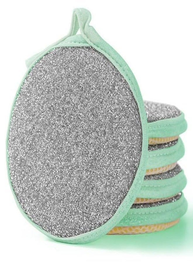 QUIRA Double-Sided Kitchen Cleaning Scrubber Sponge Set, Silver Glitter with Mint Green Trim, Heavy Duty Dish Washing Pads (2pc) - Image 1