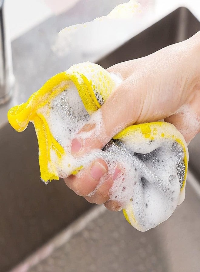 QUIRA Double-Sided Kitchen Cleaning Scrubber Sponge Set, Silver Glitter with Mint Green Trim, Heavy Duty Dish Washing Pads (2pc) - Image 2