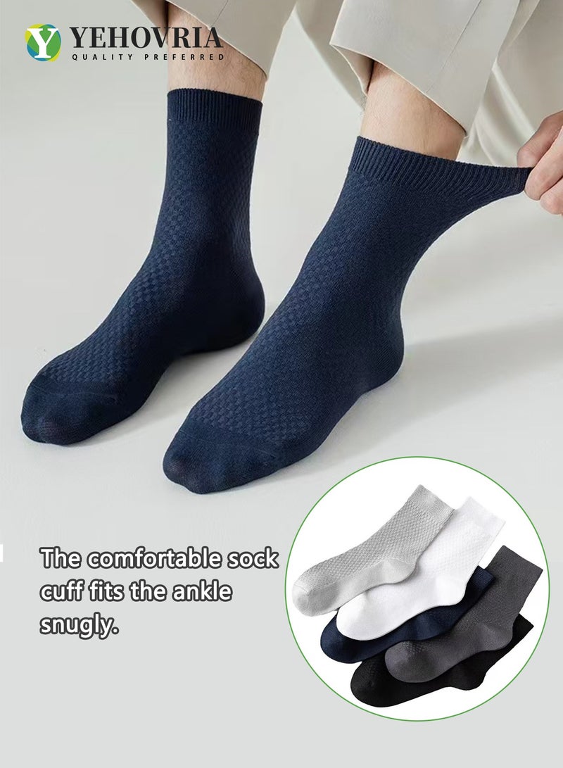 Men Socks (5 Pack), Comfortable Soft Breathable Dress Socks for Men Women, Men's Bamboo Moisture Wicking Casual Mens Calf Socks  Hosiery，Variety of Colors for Business Casual Wear - Image 3