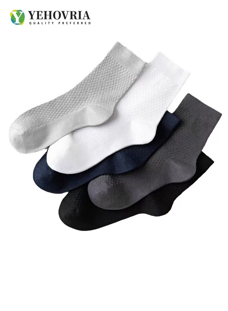 Men Socks (5 Pack), Comfortable Soft Breathable Dress Socks for Men Women, Men's Bamboo Moisture Wicking Casual Mens Calf Socks  Hosiery，Variety of Colors for Business Casual Wear - Image 5