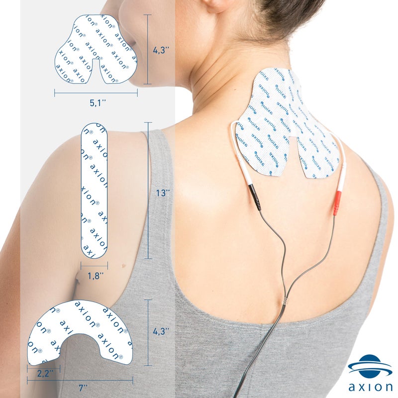 Axion Adhesive Electrode Set Ideal Shape for TENS Therapy on The Neck, Back and Shoulders with 5 Electrode Pads | Reusable Self-Adhesive Electrodes for TENS Units - Image 3