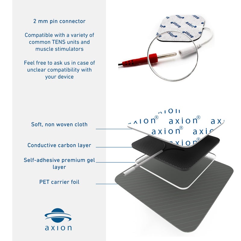 Axion Adhesive Electrode Set Ideal Shape for TENS Therapy on The Neck, Back and Shoulders with 5 Electrode Pads | Reusable Self-Adhesive Electrodes for TENS Units - Image 5