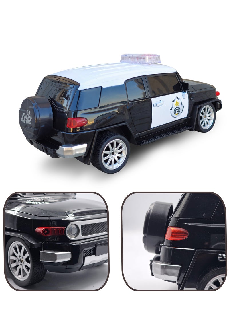 ال بي سيارة شرطة تويوتا FJ كروزر RC بمقياس 1:12 مزودة بأضواء وصافرة إنذار - Image 4