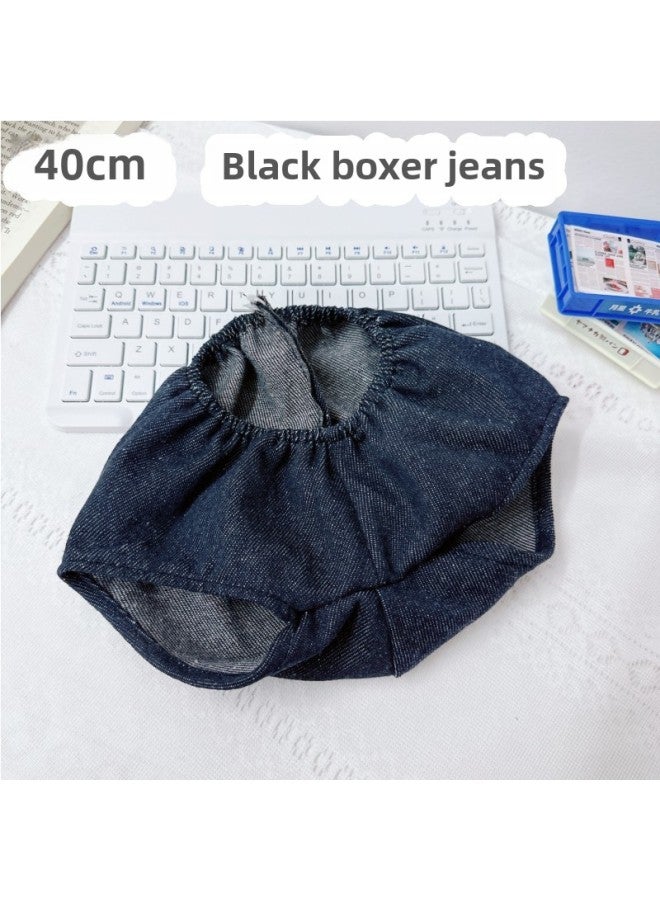 40cm Cotton Doll Sitting Posture Ichiban Baby Appreciation Clothes Suit Boy Dress Up Sweatshirt Vest Pants Hat-Specifications:40cm-Color:40cm Black Boxer Jeans  - Image 1