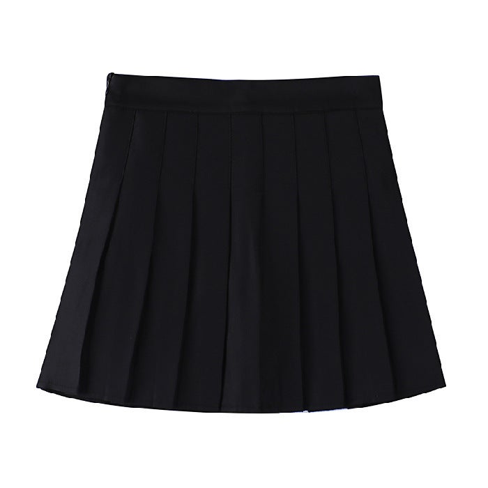 Multi-Color high waist pleated skirt for women summer 2023 new small slimming black skirt A- Line jk skirt Black