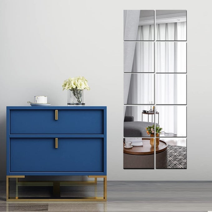 FULL LENGTH WALL MIRRORS BODY 10PCS ACRYLIC PLEXIGLASS MIRROR WALLMOUNTED FRAMELESS OVER THE DOOR LARGE LONG HOME WORKOUT GYM DANCE FOR WALLS DORM FLOOR TILE SELF ADHESIVE