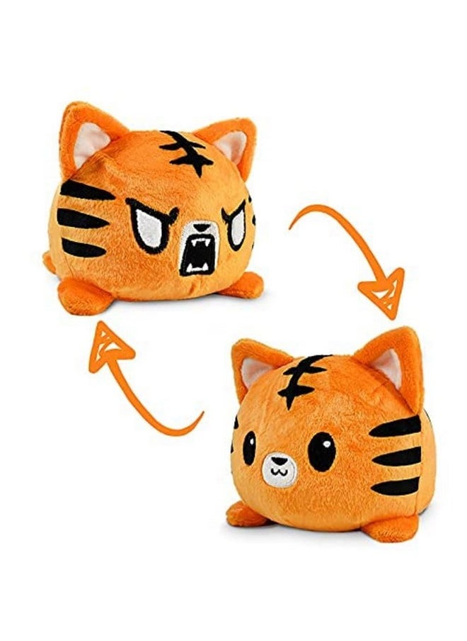 TeeTurtle - - The Original Reversible Wild Cat Plushie - Tiger - Cute Sensory Fidget Stuffed Animals That Show Your Mood 4 Inch - Image 1