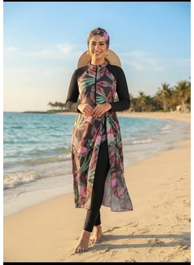 مايوه بحر حريمي – بوركيني بتصميم عصري مناسب للأنشطة المائية كود (4125) - Image 2