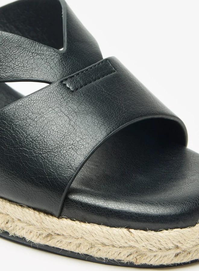 Flora Bella By Shoexpress Women's Solid Slip-On Sandals with Wedge Heels