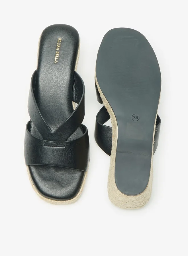 Flora Bella By Shoexpress Women's Solid Slip-On Sandals with Wedge Heels