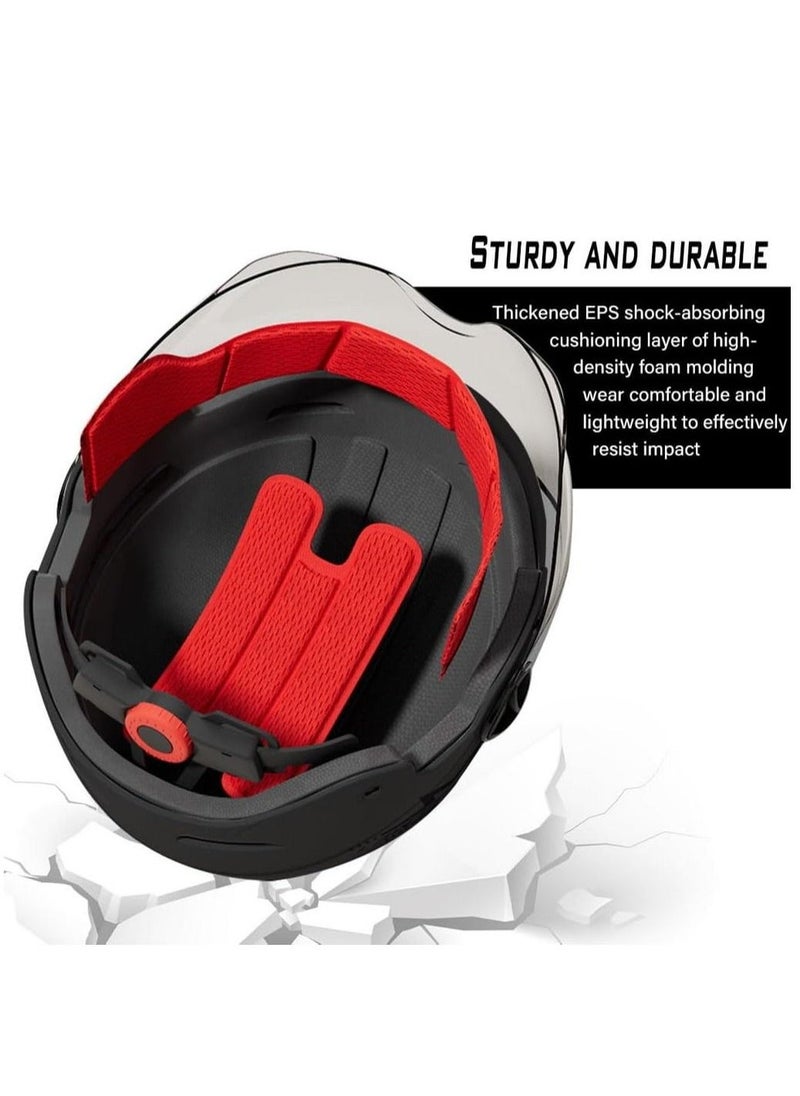 Arabest Motorcycle Helmet, Scooter Helmet with Safety Goggles, Biker Cruiser Brain-Cap for Moped Helmet for Adults, Teenagers, Men, Women (Black)  - Image 5