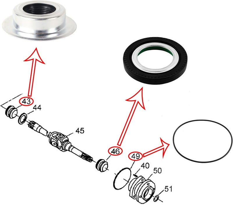 Eterpace Front Axle Vacuum Knuckle Shaft Seal & Outer Tube Dust Seals & Hub O-Rings for Ford Super Duty 2005-2019 - Image 5