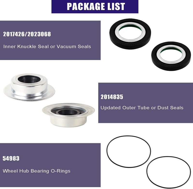 Eterpace Front Axle Vacuum Knuckle Shaft Seal & Outer Tube Dust Seals & Hub O-Rings for Ford Super Duty 2005-2019 - Image 2