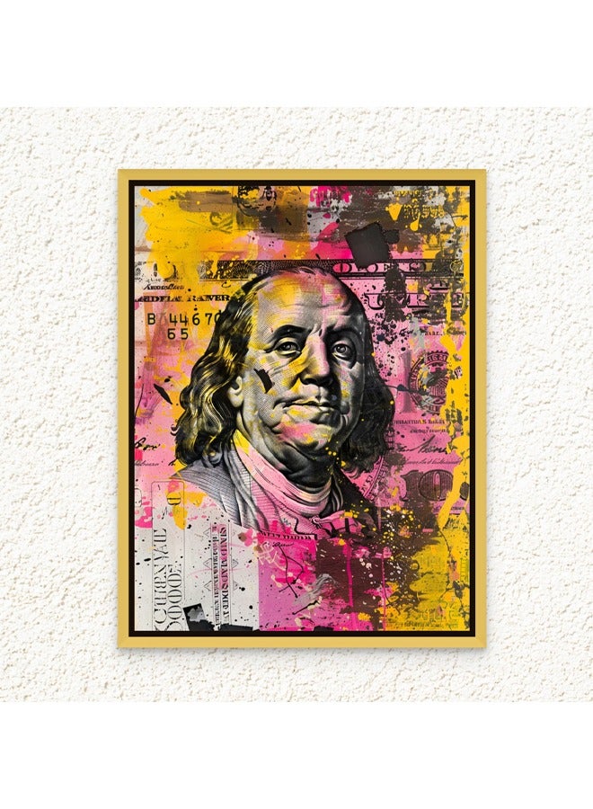 Art Decor Art Decor Framed Canvas Wall Art of Dollar Bill Pop Art Money Portrait Art Print Wall Décor for Home Office Living Room Bedroom Gifting - Image 1