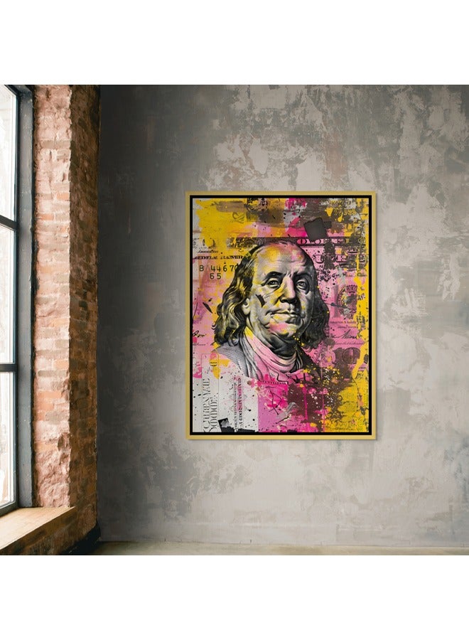 Art Decor Art Decor Framed Canvas Wall Art of Dollar Bill Pop Art Money Portrait Art Print Wall Décor for Home Office Living Room Bedroom Gifting - Image 3