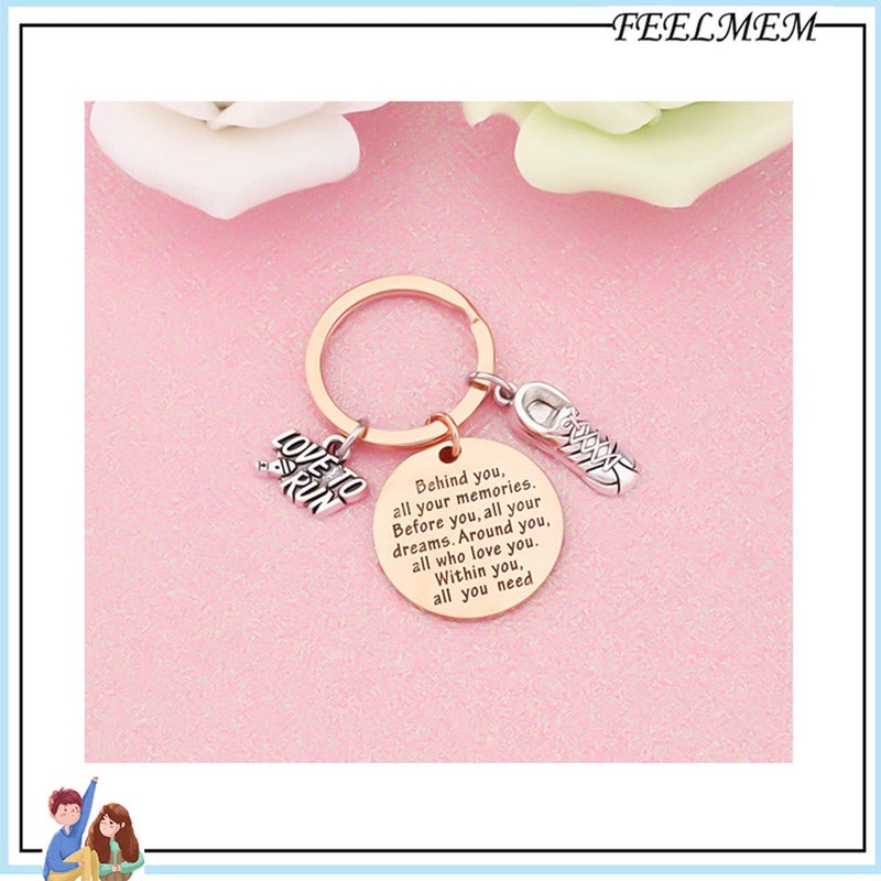 FEELMEM Marathon Runner Gifts Running Keychain Cross Country Track Marathon Jewelry Marathon Running Gift Track Gift - Image 3
