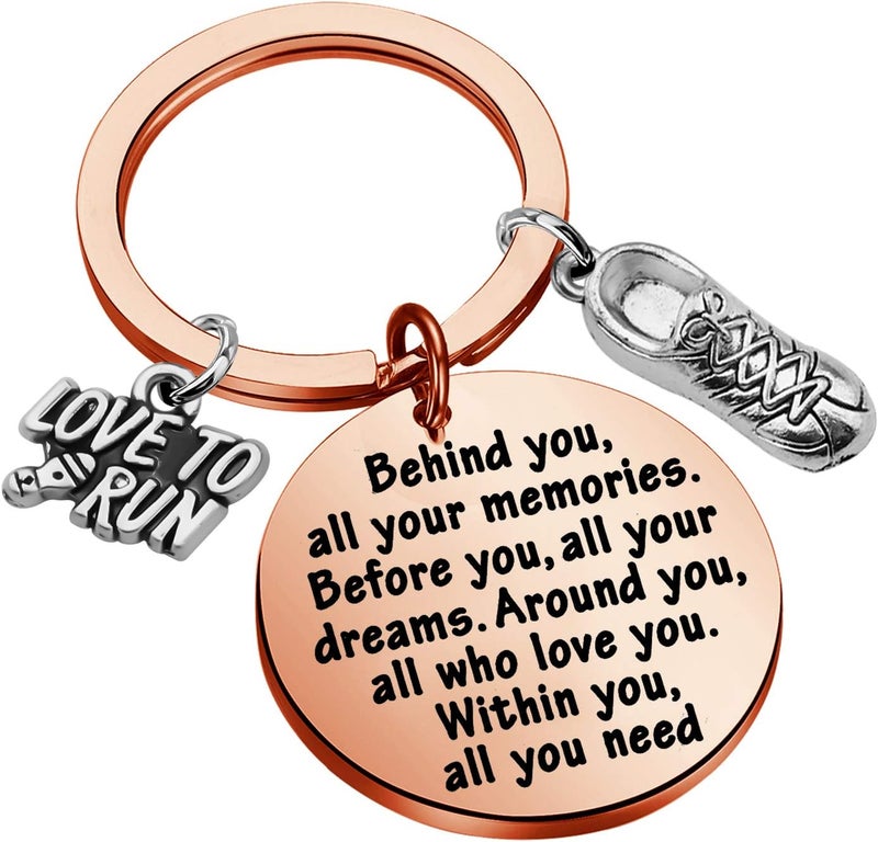 FEELMEM Marathon Runner Gifts Running Keychain Cross Country Track Marathon Jewelry Marathon Running Gift Track Gift - Image 1
