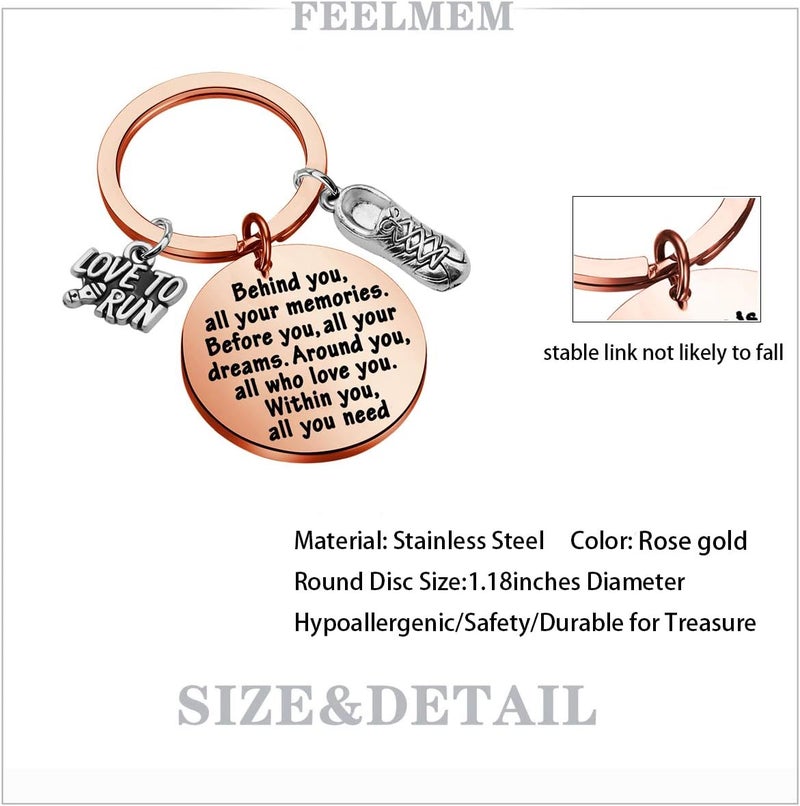 FEELMEM Marathon Runner Gifts Running Keychain Cross Country Track Marathon Jewelry Marathon Running Gift Track Gift - Image 2
