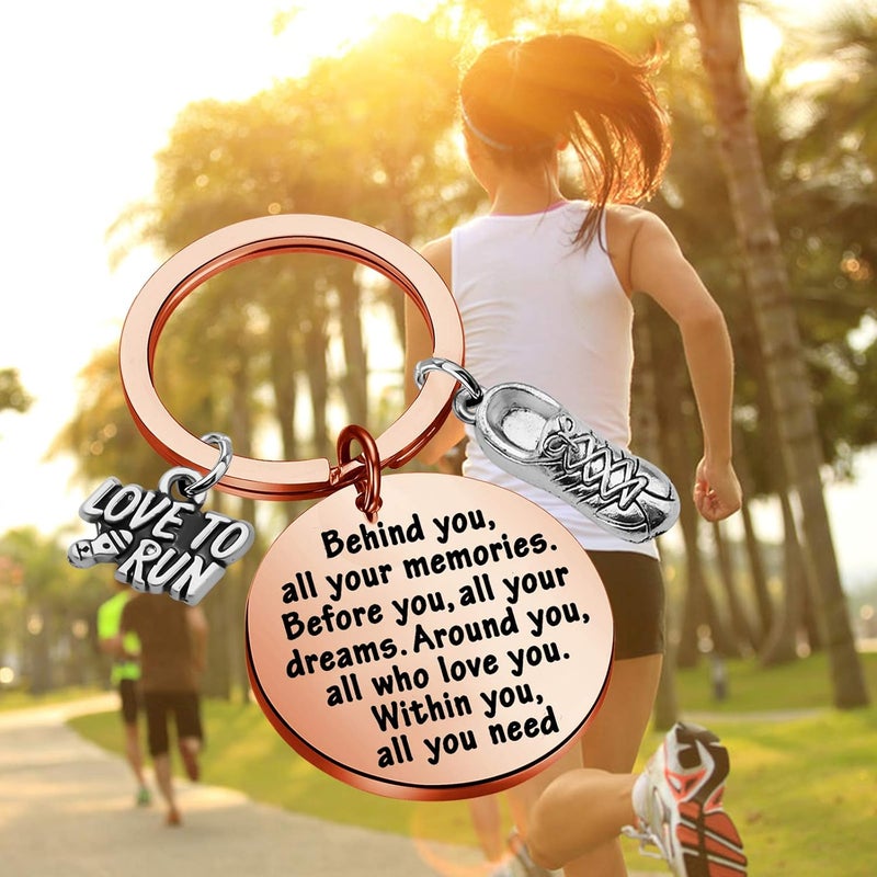 FEELMEM Marathon Runner Gifts Running Keychain Cross Country Track Marathon Jewelry Marathon Running Gift Track Gift - Image 4