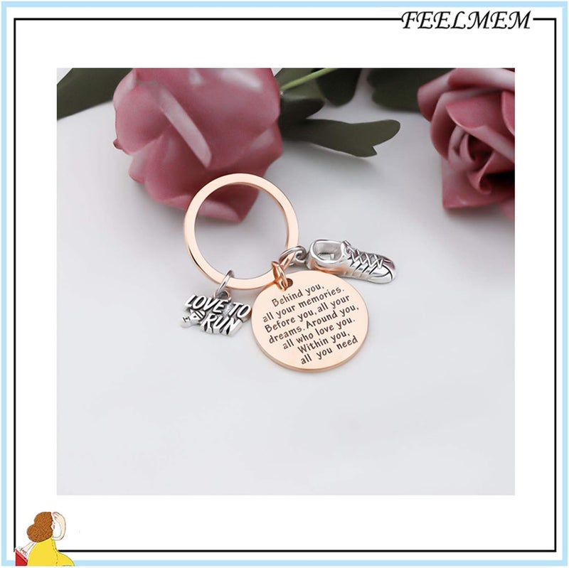 FEELMEM Marathon Runner Gifts Running Keychain Cross Country Track Marathon Jewelry Marathon Running Gift Track Gift - Image 5
