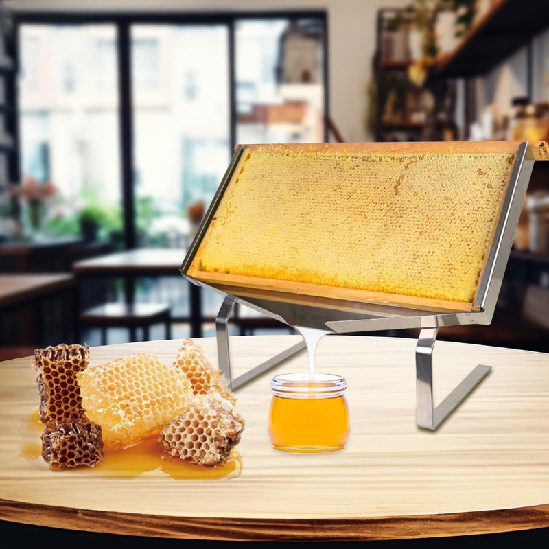 Aetwhy Honeycomb Frame Display Stand Stainless Steel Honey Uncapping Holder Frame Holder Beekeeping Honeycomb Holder Stand for Beekeeping Restaurants Bakeries Honey Exchange Club Silver
