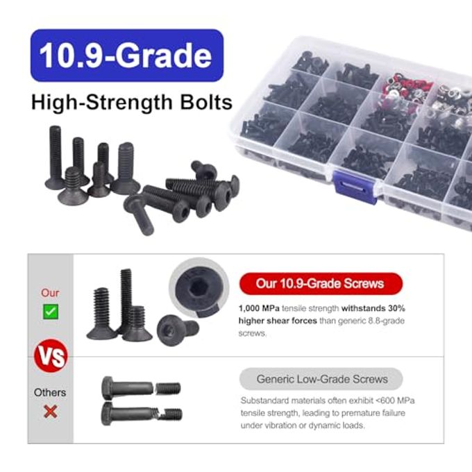 Hobbypark 500pcs Universal RC Screw Kit Screws Assortment Set, Hardware Fasteners for Traxxas Axial Redcat HPI Arrma Losi 1/8 1/10 1/12 1/16 Scale RC Cars Trucks Crawler - Image 3