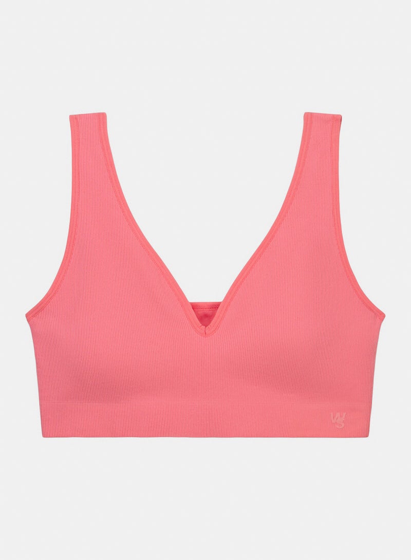 women'secret Women Clean Cut Coral Plain Halter Sports Bra - Image 4