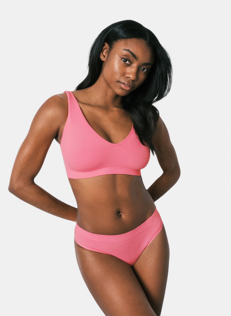 women'secret Women Clean Cut Coral Plain Halter Sports Bra - Image 1